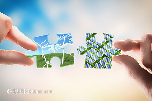 新能源创意绿色拼图